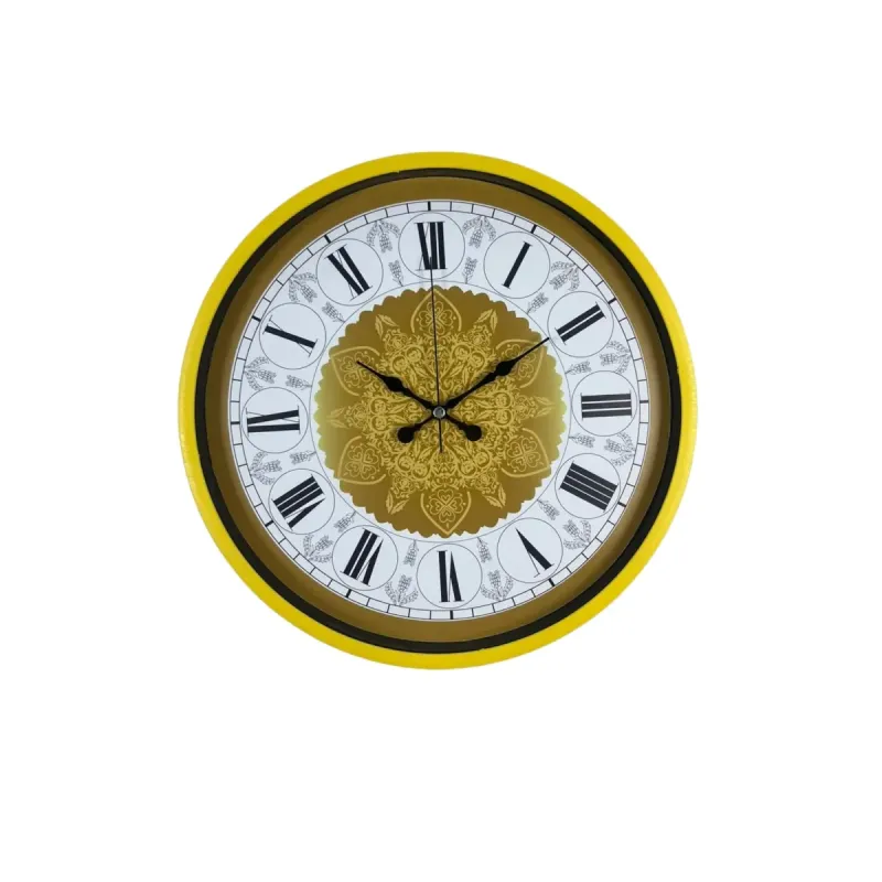 Desenli Sarı Plastik Duvar Saati 36 cm · Model PP-3676Y