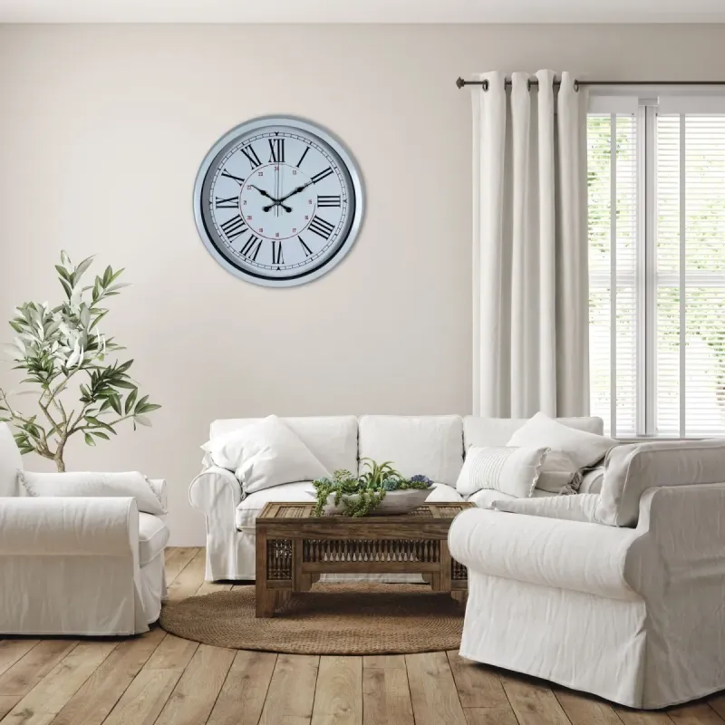 Roma Rakamlı Beyaz Metal Duvar Saati 40 cm · Model 4052W