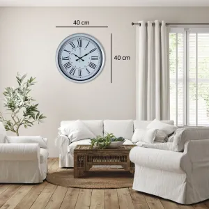 Roma Rakamlı Beyaz Metal Duvar Saati 40 cm · Model 4052W