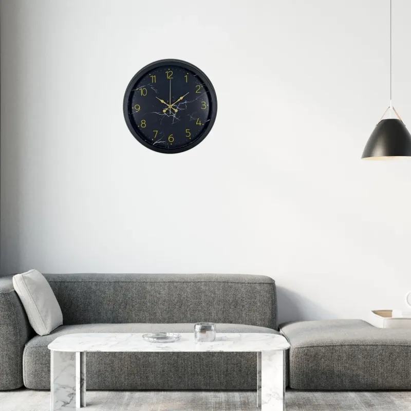 Desenli Siyah Metal Duvar Saati 40 cm · Model 4011B