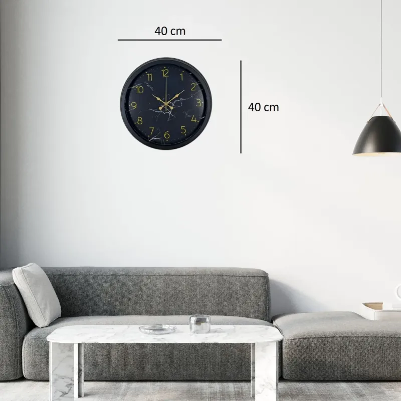 Desenli Siyah Metal Duvar Saati 40 cm · Model 4011B