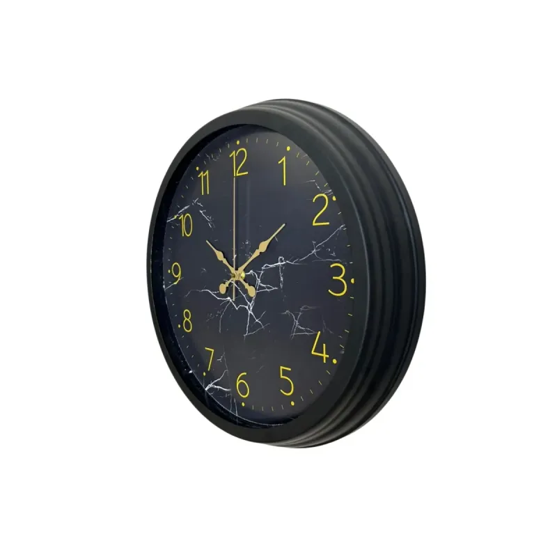 Desenli Siyah Metal Duvar Saati 40 cm · Model 4011B