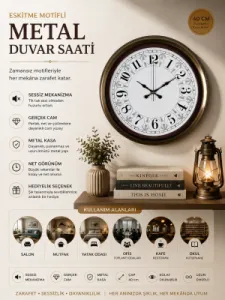 Eskitme Metal Duvar Saati 40 cm · Model 4025E