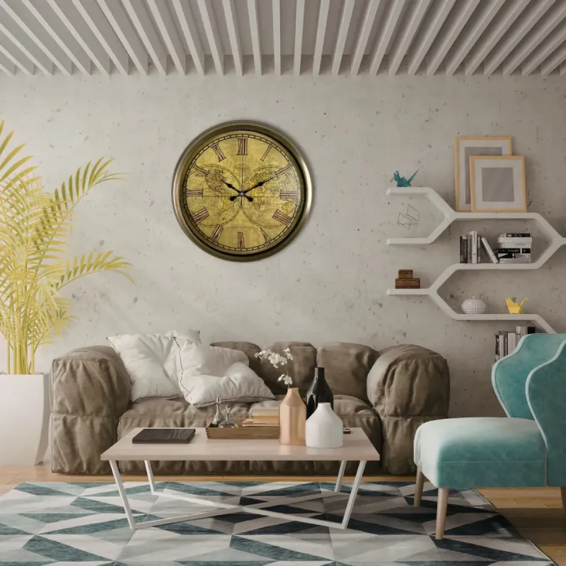 Retro Görünümlü Eskitme Metal Duvar Saati 40 cm · Model 4066E