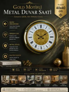 Gold Metal Duvar Saati 40 cm · Model 4076G