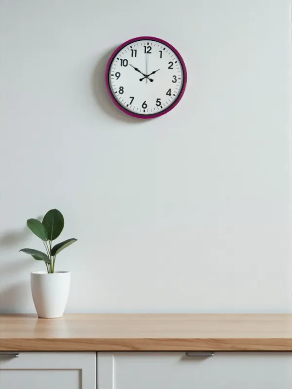 Pembe Plastik Duvar Saati 36 cm · Model PP-3601P