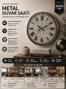 Krom Metal Duvar Saati 40 cm · Model 4057K