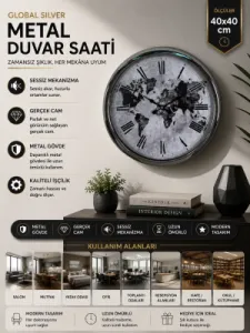 Krom Metal Duvar Saati 40 cm · Model 4064K