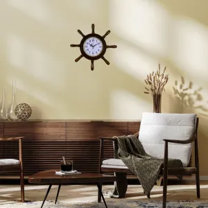 Kavelalı Eskitme Ahşap Dümen Duvar Saati 37 cm · Model D3701E