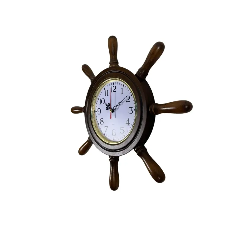 Kavelalı Eskitme Ahşap Dümen Duvar Saati 37 cm · Model D3701E