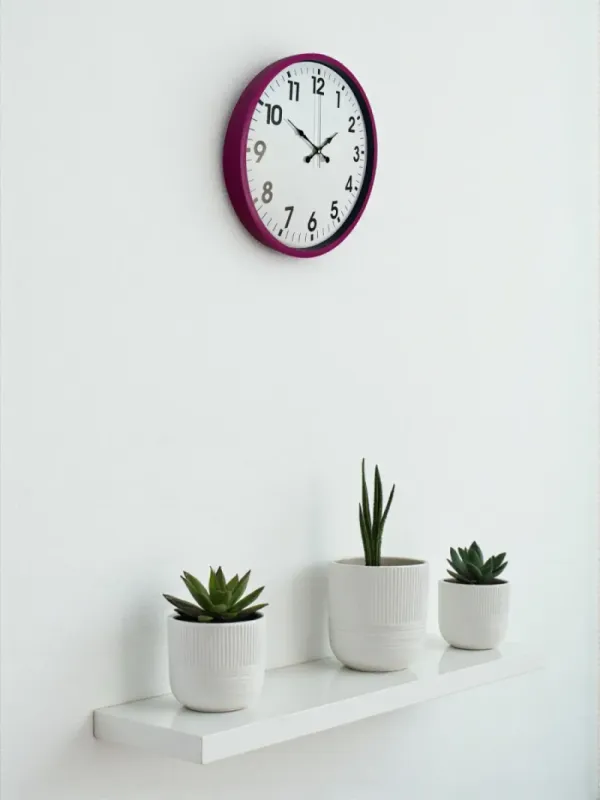 Pembe Plastik Duvar Saati 36 cm · Model PP-3601P