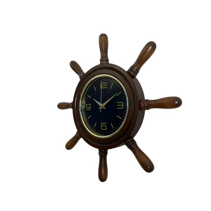 Kavelalı Retro Görünümlü Eskitme Ahşap Dümen Duvar Saati 37 cm · Model D3744E