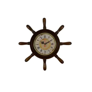 Kavelalı Retro Görünümlü Eskitme Ahşap Dümen Duvar Saati 37 cm · Model D3753E