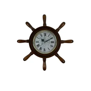 Kavelalı Eskitme Ahşap Dümen Duvar Saati 37 cm · Model D3757E