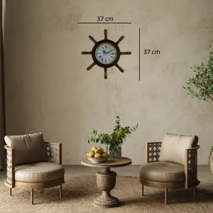 Kavelalı Eskitme Ahşap Dümen Duvar Saati 37 cm · Model D3757E