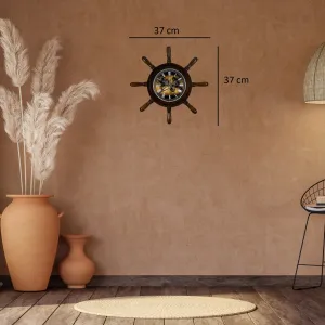 Kavelalı Eskitme Ahşap Dümen Duvar Saati 37 cm · Model D3782E