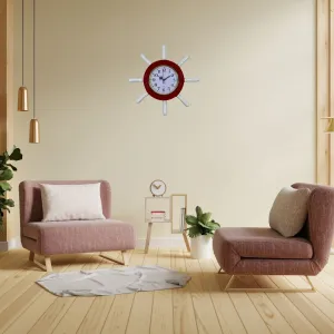 Kavelalı Kırmızı Ahşap Dümen Duvar Saati 37 cm · Model D3701R