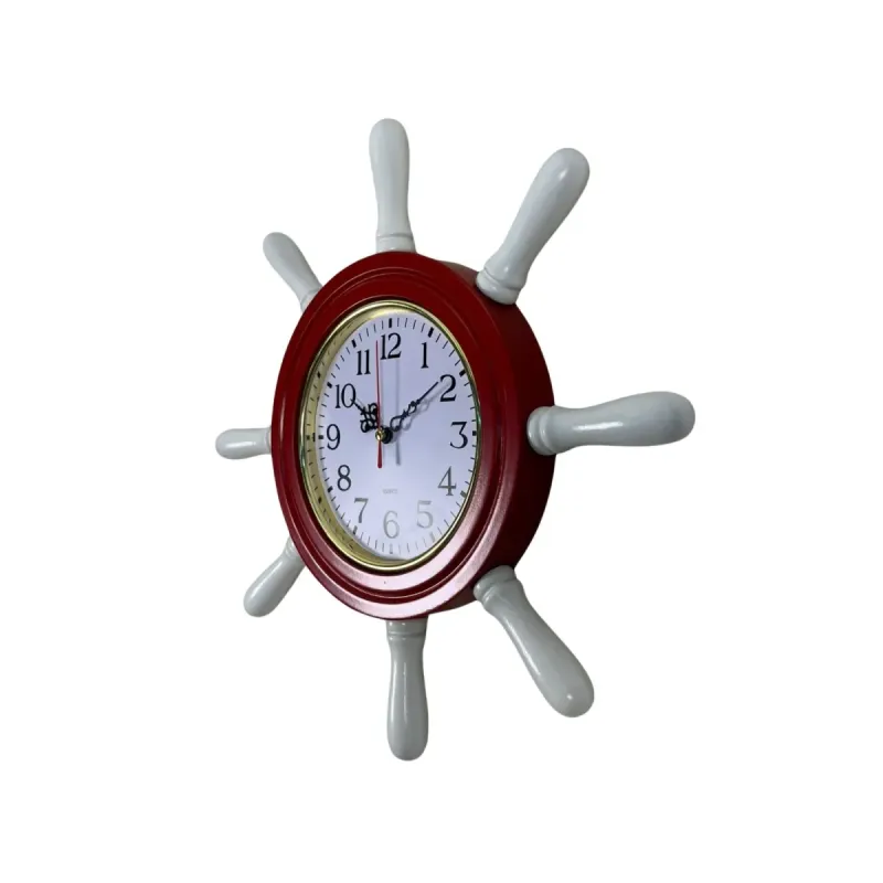 Kavelalı Kırmızı Ahşap Dümen Duvar Saati 37 cm · Model D3701R