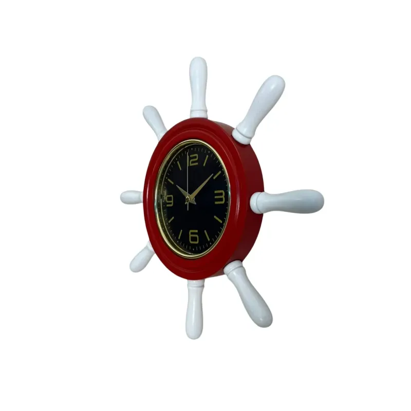 Kavelalı Kırmızı Ahşap Dümen Duvar Saati 37 cm · Model D3744R