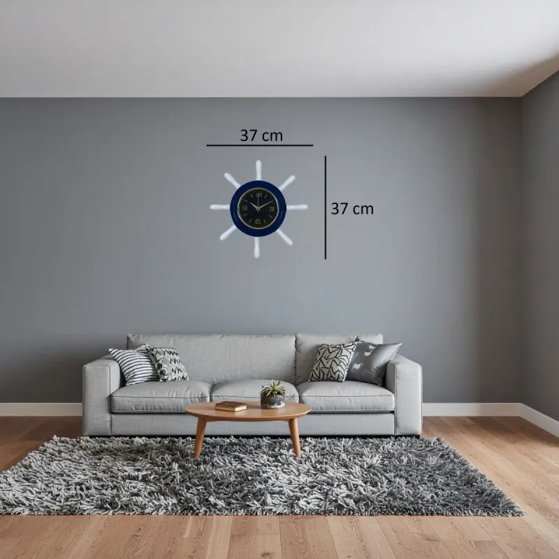 Kavelalı Lacivert Ahşap Dümen Duvar Saati 37 cm · Model D3744V
