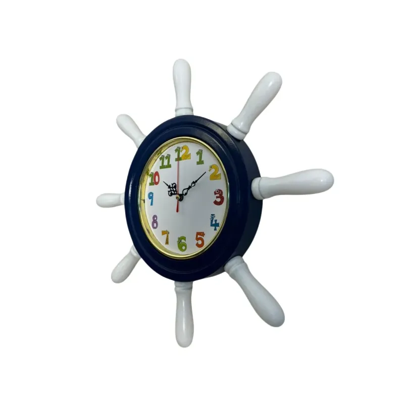 Kavelalı Çocuk Odası Lacivert Ahşap Dümen Duvar Saati 37 cm · Model D3794V