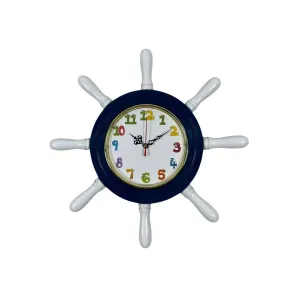 Kavelalı Çocuk Odası Lacivert Ahşap Dümen Duvar Saati 37 cm · Model D3794V