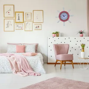 Kavelalı Pembe Ahşap Dümen Duvar Saati 37 cm · Model D3701P