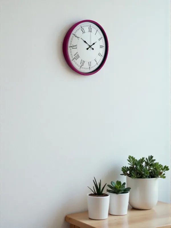 Roma Rakamlı Pembe Plastik Duvar Saati 36 cm · Model PP-3655P