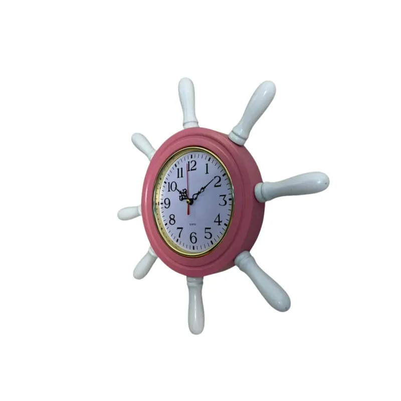 Kavelalı Pembe Ahşap Dümen Duvar Saati 37 cm · Model D3701P