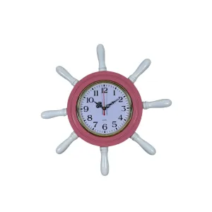 Kavelalı Pembe Ahşap Dümen Duvar Saati 37 cm · Model D3701P