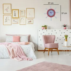 Kavelalı Pembe Ahşap Dümen Duvar Saati 37 cm · Model D3701P