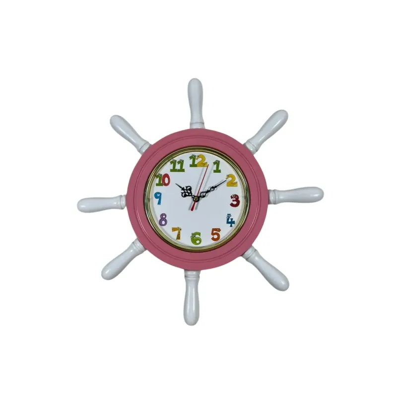 Kavelalı Çocuk Odası Pembe Ahşap Dümen Duvar Saati 37 cm · Model D3794P