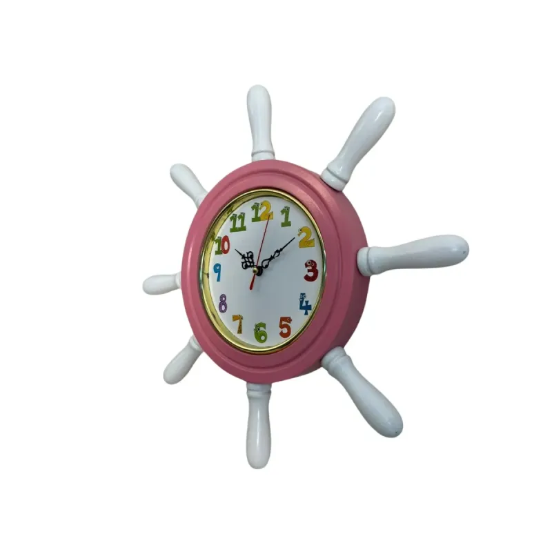 Kavelalı Çocuk Odası Pembe Ahşap Dümen Duvar Saati 37 cm · Model D3794P