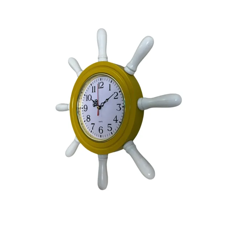 Kavelalı Sarı Ahşap Dümen Duvar Saati 37 cm · Model D3701Y