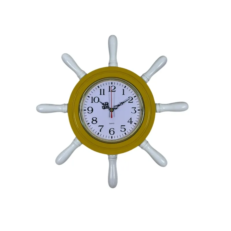 Kavelalı Sarı Ahşap Dümen Duvar Saati 37 cm · Model D3701Y