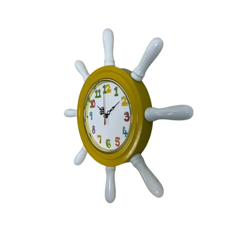 Çocuk Odası Sarı Ahşap Dümen Duvar Saati 37 cm · Model D3794Y