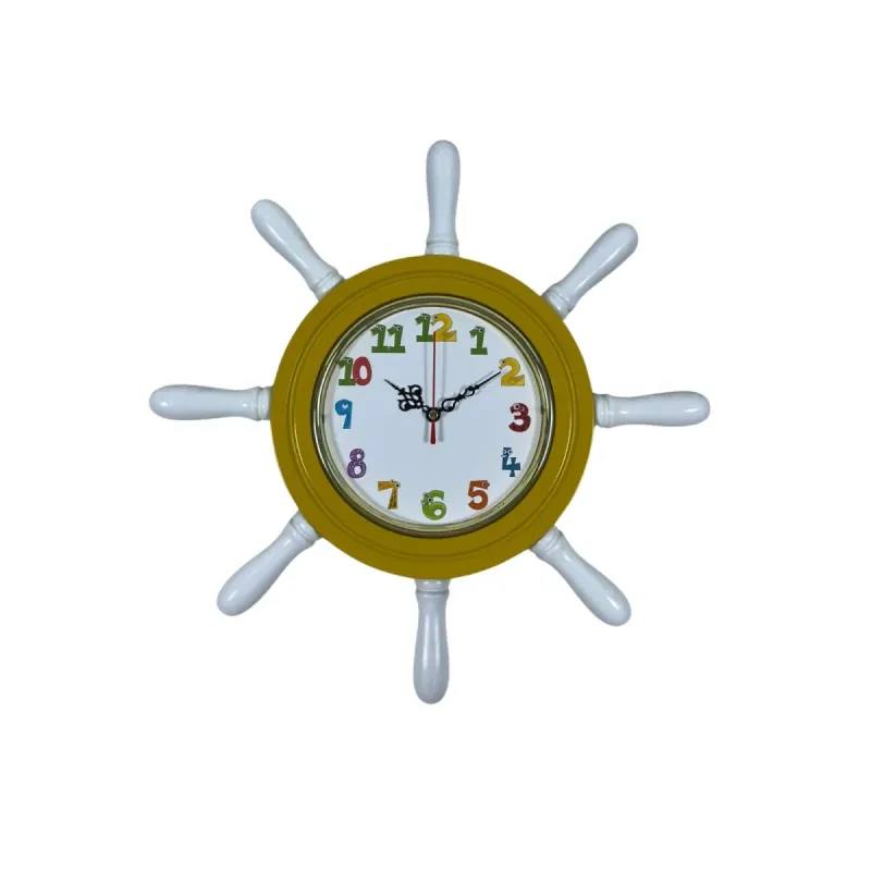 Çocuk Odası Sarı Ahşap Dümen Duvar Saati 37 cm · Model D3794Y