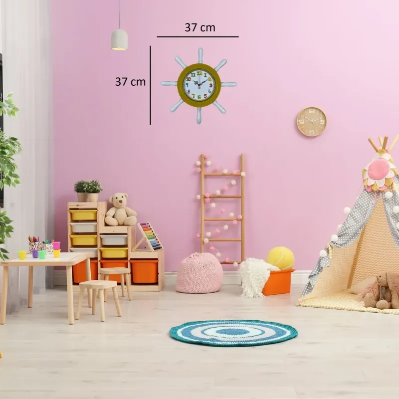 Çocuk Odası Sarı Ahşap Dümen Duvar Saati 37 cm · Model D3794Y