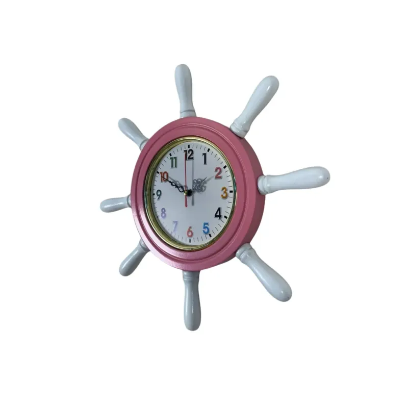 Kavelalı Pembe Ahşap Dümen Duvar Saati 37 cm · Model D37CP