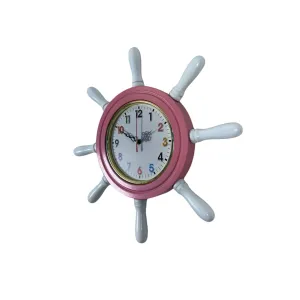 Kavelalı Pembe Ahşap Dümen Duvar Saati 37 cm · Model D37CP