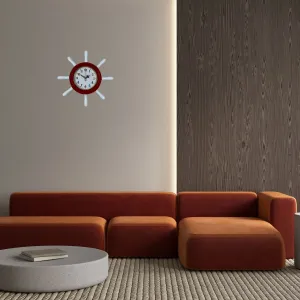 Kavelalı Kırmızı Ahşap Dümen Duvar Saati 37 cm · Model D37CR