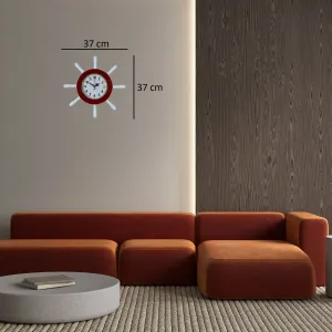 Kavelalı Kırmızı Ahşap Dümen Duvar Saati 37 cm · Model D37CR