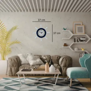 Kavelalı Lacivert Ahşap Dümen Duvar Saati 37 cm · Model D37CV