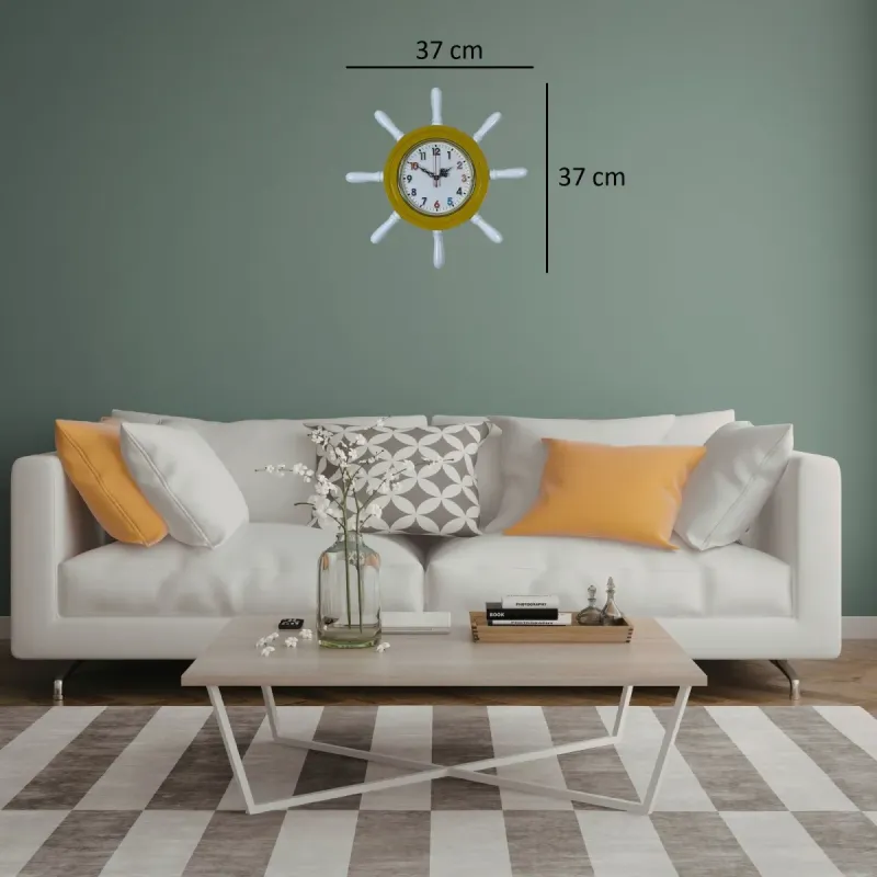 Kavelalı Sarı Ahşap Dümen Duvar Saati 37 cm · Model D37CY