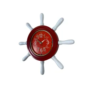 Kavelalı Kırmızı Ahşap Dümen Duvar Saati 37 cm · Model D37RR