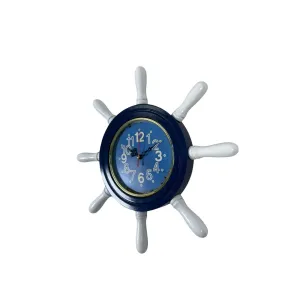 Kavelalı Retro Görünümlü Lacivert Ahşap Dümen Duvar Saati 37 cm · Model D37VV