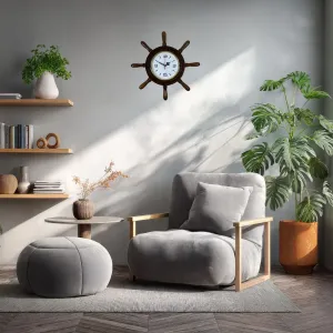 Kavelalı Eskitme Ahşap Dümen Duvar Saati 37 cm · Model D3708E
