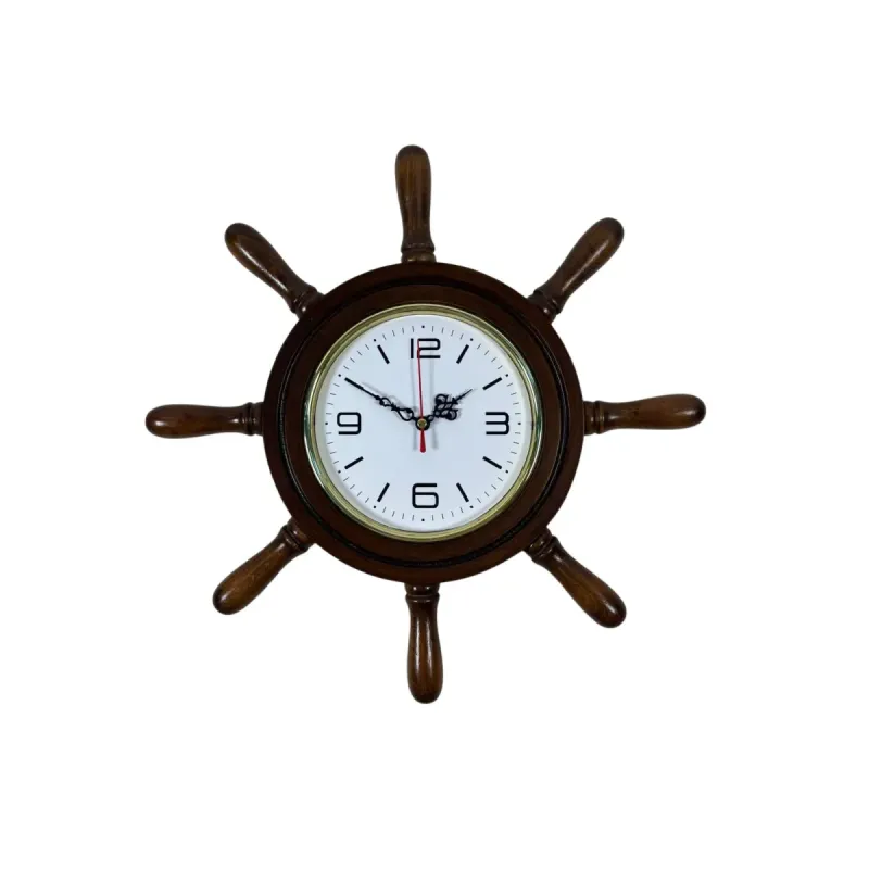 Kavelalı Eskitme Ahşap Dümen Duvar Saati 37 cm · Model D3708E