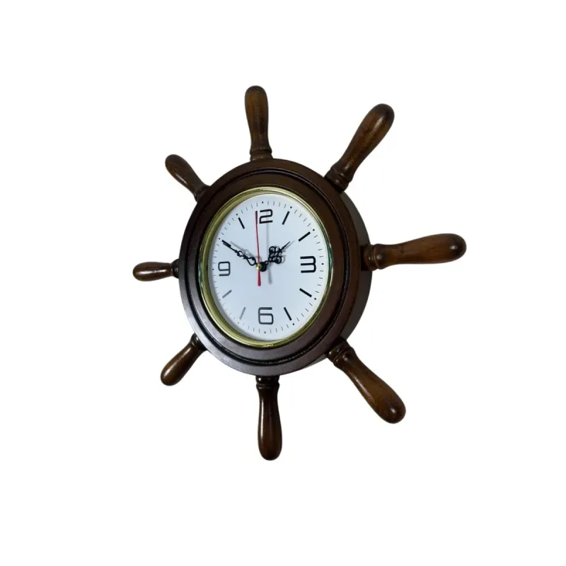 Kavelalı Eskitme Ahşap Dümen Duvar Saati 37 cm · Model D3708E
