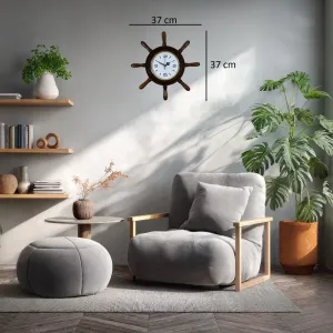 Kavelalı Eskitme Ahşap Dümen Duvar Saati 37 cm · Model D3708E